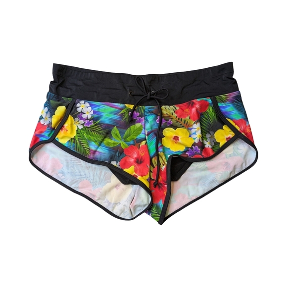 2/$25-Sporty Tropical Floral Swim Shorts - Black Trim Size 8 Quintsoul - Picture 1 of 8